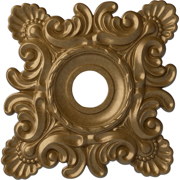 Ekena Millwork Crawley Ceiling Medallion (Fits Canopies up to 6 3/4"), 18"W x 18"H x 3 1/4"ID x 1 1/2"P, Pale Gold CM18CRPAS - main